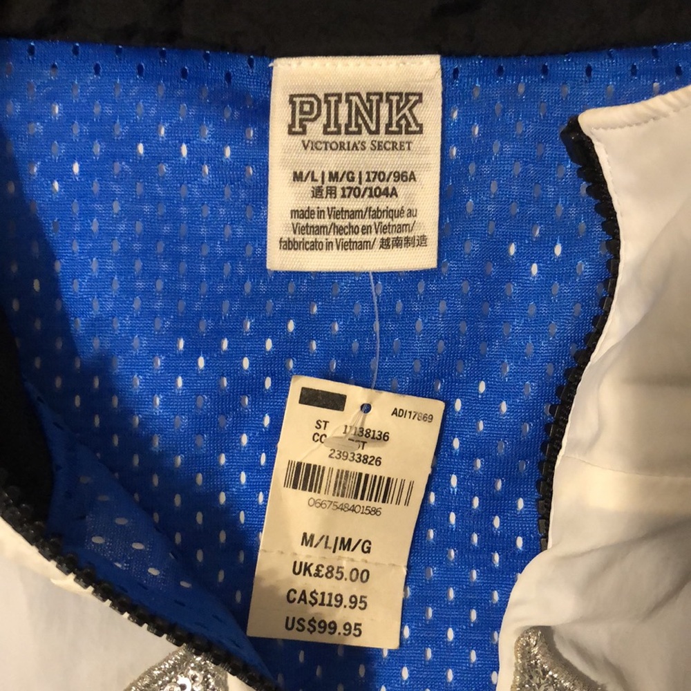 Victoria’s Secret PINK Anorak Windbreaker Jacket Blue with Bling (M/L) - Picture 7 of 16